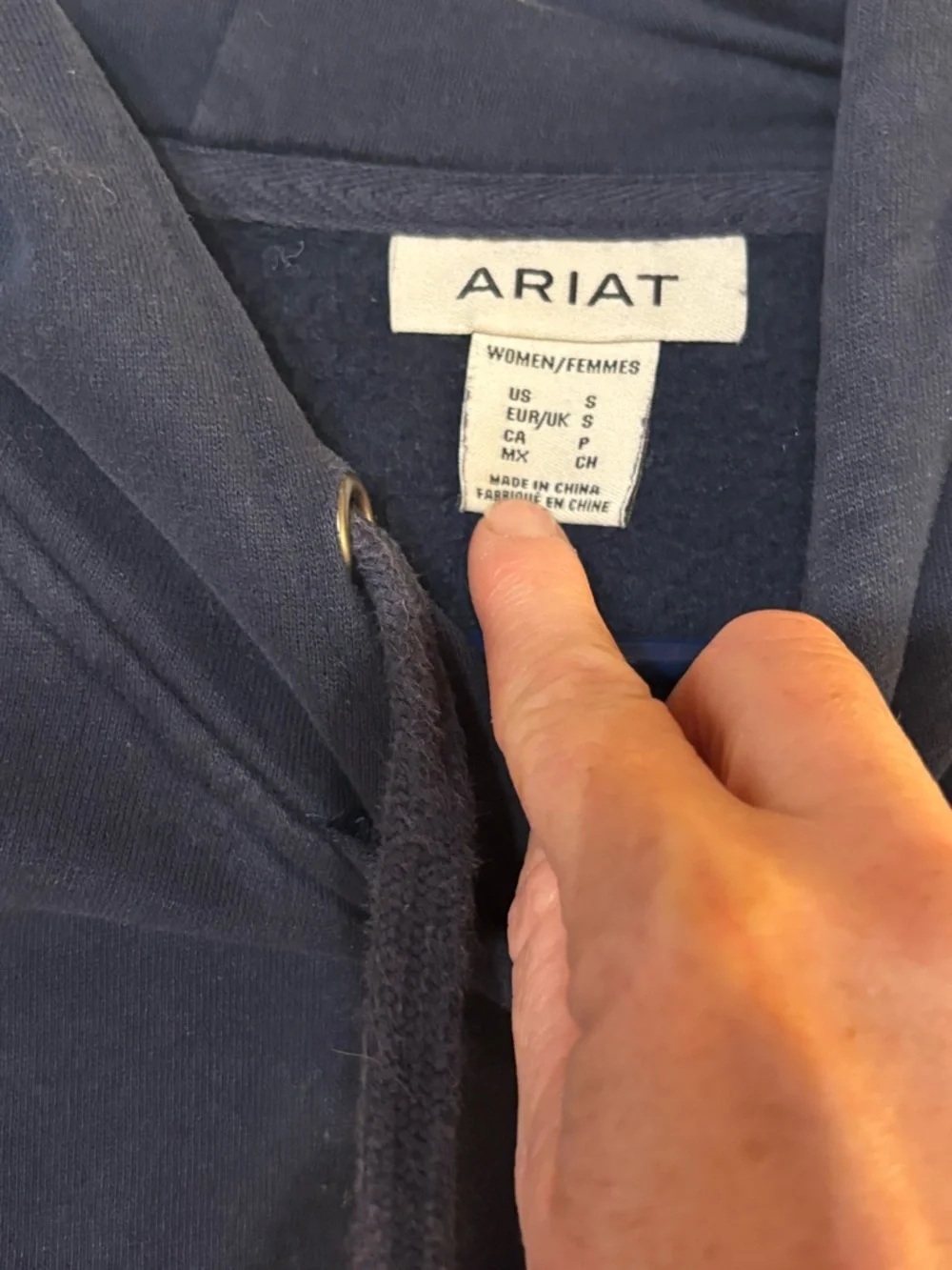 Ariat Dark Navy Pullover Hoodie with Sleeve Logo - Picture 2 of 3